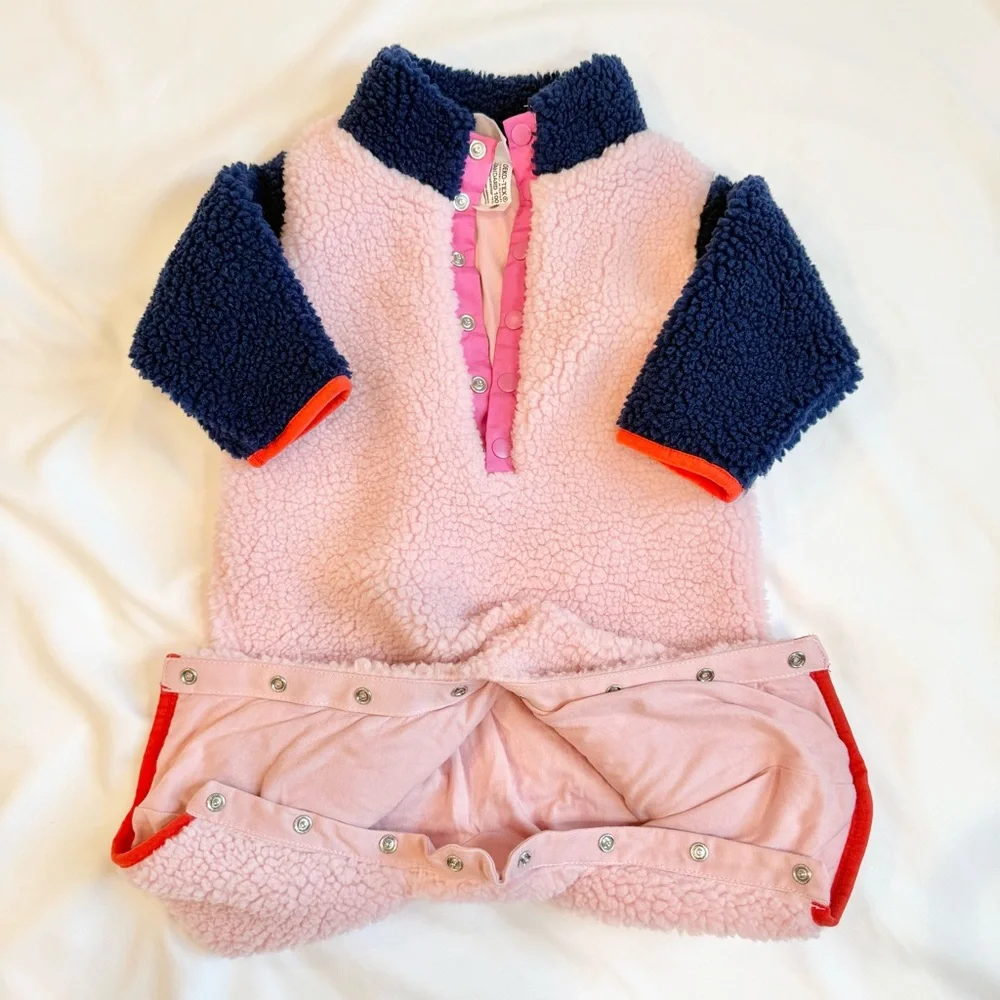 HANNA ANDERSSON Baby Warm Pink Faux Shearling One Piece 3-6 Months - Picture 3 of 5
